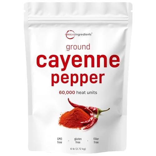 Ground Cayenne Pepper Powder, 6 lb (60,000 SHU) | Premium Source | Spicy Heat with Natural Bite | Great for Seasoning & Garden Wildlife Control | Addi