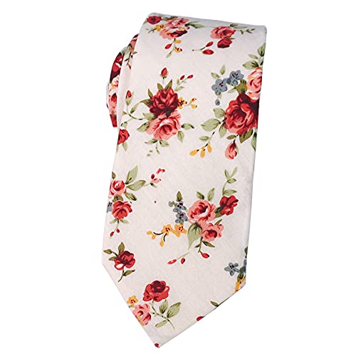 Image of Mantieqingway Men's Cotton Floral Neck Tie 2.56'' Printed Skinny Tie