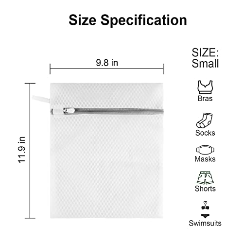 Small Honeycomb Lingerie Bags With Hanging Loop- 3 Pack Mdsxo Mesh Laundry Bags For Washing Delicates, White Wash Bags For Socks, Bra, Mask, Baby Clothes 10*12 Inch [3 Pack] #TOP1