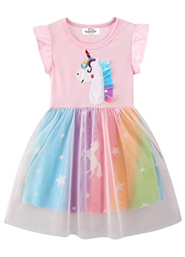 Youlebao Toddler Girls Summer Dress Short Sleeve Tutu Dress for 2-7 Years