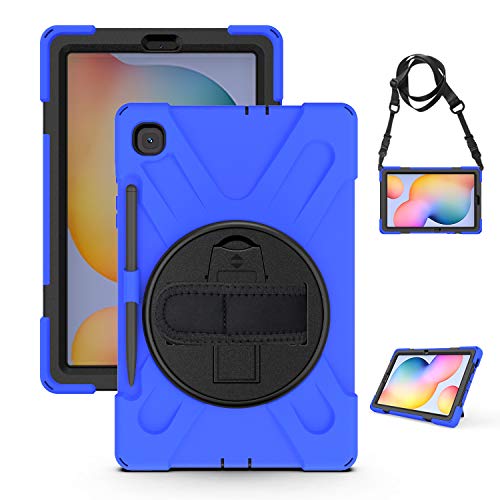 Kiq Shield Series Galaxy S6 Lite Case Heavy Duty Tablet Shockproof Rugged Tab S6 Lite Cover W/Stand Shoulder Strap For Samsung Galaxy Tab S6 Lite 10.4 Inch 2022/2020 P610/P613/P615/P619 - Dark Blue #TOP6