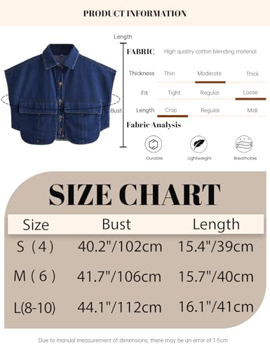 Womens Denim Cropped Button Down Shirt Collared Sleeveless Summer Loose Jean Crop Top with Pockets3