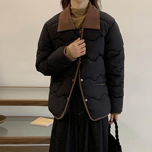 Womens Lightweight Quilted Jacket Casual Padded Puffer Button Lapel Jacket Coats with Pocket Ladies Winter Warm Coats3
