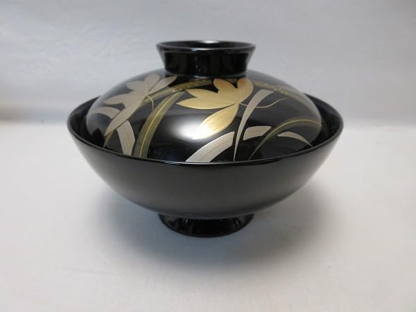 未使用 懐石道具 源伸堂 本漆手塗 天然木製 黒塗 花蒔絵 吸物椀5客 栞 共箱 未使用 懐石道具 源伸堂 本漆手塗 天然木製 黒塗 花蒔絵 吸物椀5