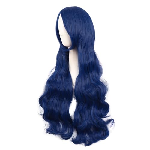 Image of MapofBeauty 32 Inch /80 cm Long Hair Spiral Side Bangs Curly Cosplay Costume Synthetic Wig (Mixed Blue)