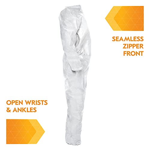 Image of KleenGuard A20 Breathable Particle Protection Coveralls (49004), REFLEX Design, Zip Front, White, XL, 24 / Case