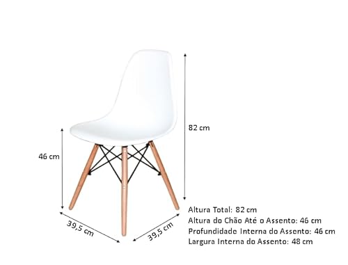 Conjunto de Jantar Mesa Eiffel 90cm Branca + 4 Cadeiras Eiffel DKR Brancas