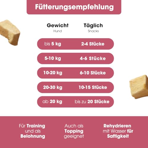 KAUDAS HühnerherzenPur Natursnack – 5 x 60 g gefriergetrocknetes Hühnerherzen Leckerli Hund mit hohem Proteingehalt, 100% natürlicher Hundesnack je 286g Rohgewicht – ohne Zucker & Zusatzstoffe