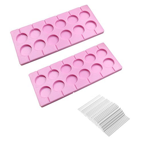 Bettli 2x12 Capacity moldes redondos de chocolate e silicone para pirulitos com 140 unidades de pali