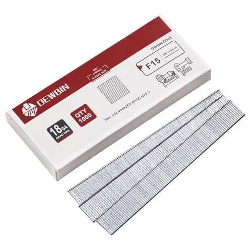 DEWBIN 18 Gauge Brad Nails, 1000 Counts 5/8-inch 18 GA Brad Nails, Galvanized Nails for Nail Gun, Finishing Nail Gun Nails for Pneumatic, Electric Brad Nailer Gun