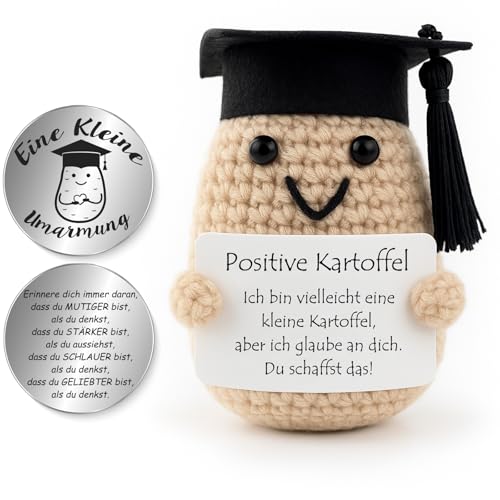 Tixlux Pocket Hug Positive Kartoffel Figur, Kreative Strickwolle Kartoffel Dekorationsfigur mit Kleine Umarmung Glücksbringer, Mutmacher Geschenk, Glücksbringer für Prüfung, Einschulung Geschenk