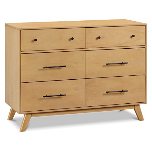 Image of Davinci Otto 6-Drawer Baby Dresser for Bedroom - GREENGUARD Gold Certified - Multi-Purpose Storage Double Chest of Drawers for Boys and Girls - Dresser for Kids Bedroom, Living Room, Nursery - Honey
