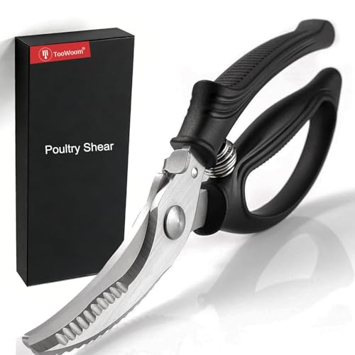TooWoom Kitchen Shears, [Easier Spatchcock] Heavy Duty Kitchen Scissors, All Purpose for Food Turkey Fish Meat Chicken Bone Cutting, Ultra Sharp Poultry Shears for Cooking, Barbecue, Dishwasher Safe