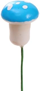 SwansGreen Azul: 10 unidades de mini hongos rojos para decoración de jardín, bonsái, manualidades, color azul