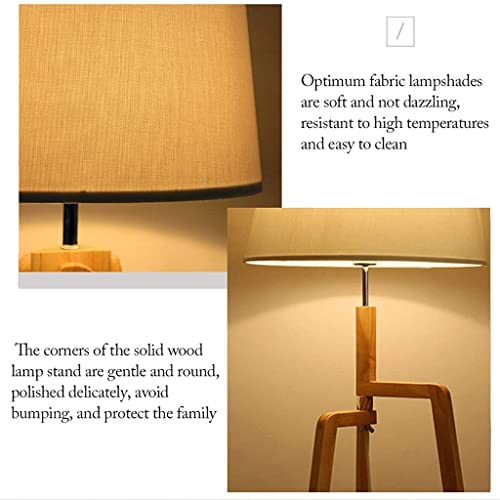 Lámpara de pie con trípode de madera y pantalla textil para dormitorio 2