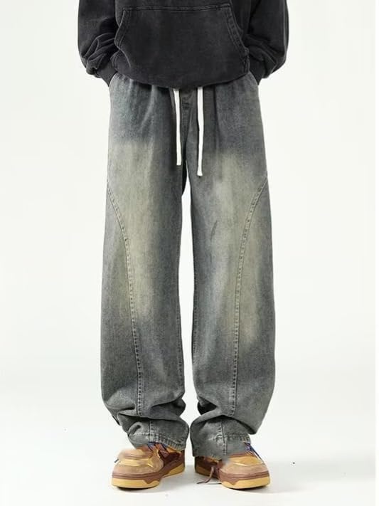 Men's American Retro Denim Summer Thin Straight-Leg Loose Wide-Leg Casual Long Pants3