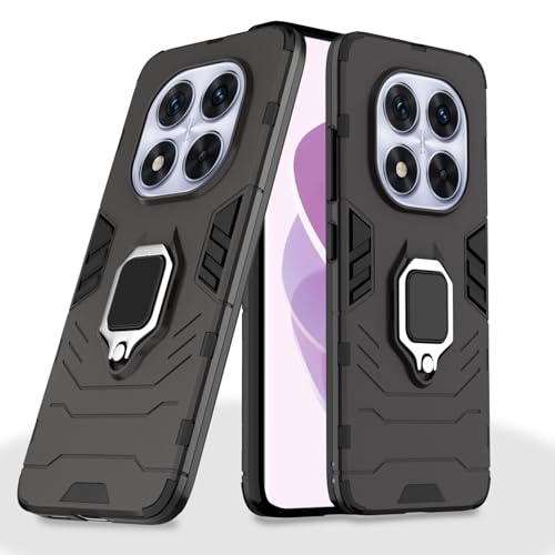 Image of Pikkme D5 Tough Armor Bumper Case | 360 Protection Case | Ring Holder Stand Back Cover for Redmi Note 14 Pro 5G (Black)
