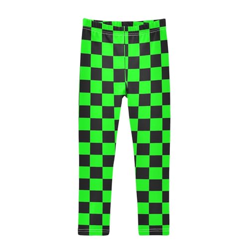 Wusikd Black Green Squares Girls' Leggings Toddler Doodles Kids Yoga Pants Dance Active Tights 6T