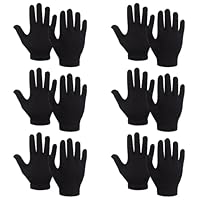 BBXWANG 6 Pairs Winter Magic Gloves Kids, Warm Knit Stretch Black Full Finger Gloves for Girls Boys