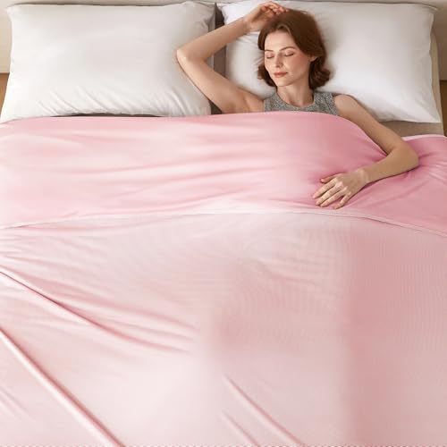 Image of COOVA Cooling Blanket for Hot Sleepers,Lightweight Summer Cold Thin Blanket for Night Sweats and Hot Flashes,Breathable Soft Blanket for Bed Couch Sofa,(Pink,90x108 inches)
