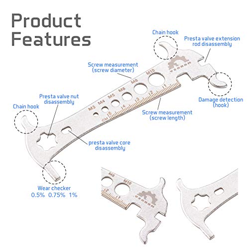 Corrente verificador, Romacci Régua de medição de corrente de bicicleta Ferramenta de conserto de in