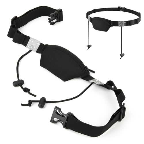 Cosmos Race Number Belt Elastic Waist Number Belt Holding Race Number Bibs for Marathon Triathlon Running, with Mini Pouch and 4 Energy Gel Holding Loops for Small Accessories, Fits 26-35 Waist Size,