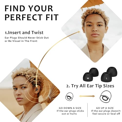 Image of BOGOTA Ear Plugs for Noise Cancellation with 4 Silicone Sleeves & Storage Box Reusable Earplugs For Sleeping Ear Plugs For Noise Reduction Earplugs for Noise Cancelling