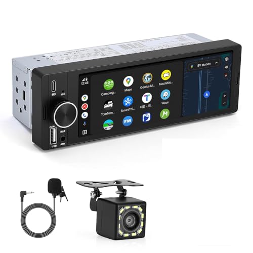 6.3 Single DIN Touchscreen Car Radio with Wireless CarPlay & Android Auto Backup Camera Mirror Link Hands-Free Calling FM Radio Steering Wheel Control & Voice Command