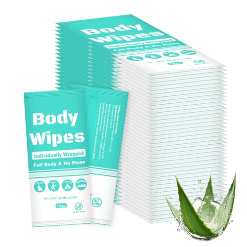 Individually Wrapped Body Wipes Bulk Bath Wipe (50, Blue, 12 x 10.3 in)