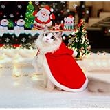 ペットマント フード付きマント 猫の服 犬服 可愛い ポンポン付き サンタ仮装 変装 コスプレ衣装 小道具 クリスマス マント 帽子付き ペット服 コスチューム小物 秋冬 防寒 保温 暖かい ジャケット 犬猫用 被り物 プレゼント レッド M