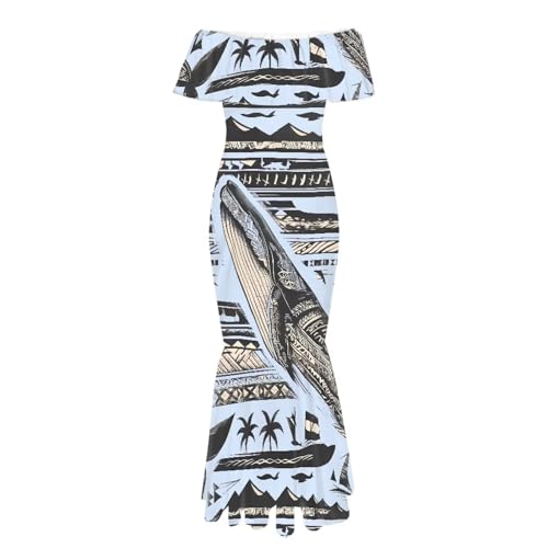 Image of Polynesian Dresses for Women Off Shoulder Maxi Dress Puletasi Samoan Dresses S-7XL
