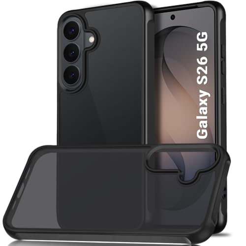 Image of TheGiftKart for Samsung S26 Case, Matte Frosted Hard Back Cover, Hybrid Shockproof Galaxy S26 Back Cover (PC & TPU, Translucent Black)