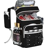 OUUTMEE Zaino refrigerante, borsa da picnic con scomparto frigo, borsa termica isolata per birra, a doppio strato, a prova di perdite, zaino impermeabile per picnic, spiaggia o escursioni, nero