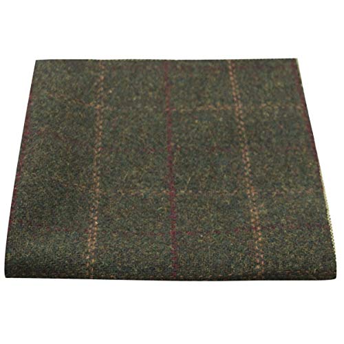 Heritage Check Moss Green Pocket Square, Handkerchief