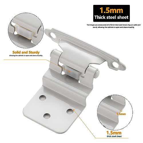 Image of Ravinte 10 Packs (5 Pairs) 3 /8 inch Inset White Cabinet Hinge,Self Closing Hinges for Kitchen /Bathroom /Furniture Cabinets & Doors,Decorative Cabinet Hardware Kitchen Cabinet Hinge with Door Bumper