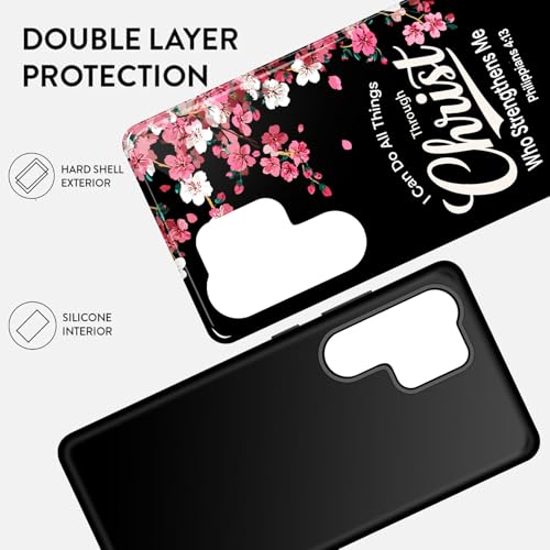 CICPLKSE for Samsung Galaxy S26 Ultra Case, Shockproof Dual Layer Soft TPU + Hard PC Protective Cover, Raised Camera & Screen, Glossy Slim Grip for Women Girls,Floral Christian Quote - image 2
