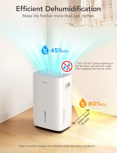 Image of GoveeLife Dehumidifier for Home 4,500 Sq.Ft, 50 to 137 Pint Smart Auto Humidity Control, Drain Hose, 2.0Gal Bucket, Compressor Dehumidifiers for Basement with Auto Shut Off, Bathroom, Garage, w /WiFi