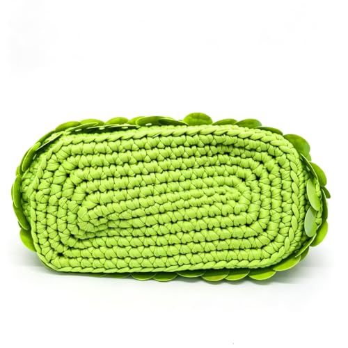 Image of Small Woven Clutch Purse Handmade Crochet Evening Bag Unique Sequin Clutch Handbag for Wedding Party Prom