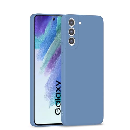 Image of Outlouders Back Cover for Samsung Galaxy S21 FE 5G | Camera Protection | Durable Soft Matte Silicone Bumper Case (Aqua Blue)