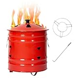 Incinérateur de jardin en métal avec couvercle – Foyer extérieur pour brûler de l'argent, des déchets, des feuilles et du bois – Idéal pour une utilisation sur feu de camp