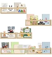 YLT WAX 3 Sizes in 1 Nursery Book Shelves, Floating Pine Wood Shelf, Wall Mounted Small & Long Bo...