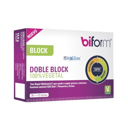 Dielisa - Biform Doble Acción, Complemento Alimenticio con H20 Slim, Nopal, Cromo y Extracto de Judía, Ayuda a Captar Grasas y a Controlar el Apetito - 30 Cápsulas
