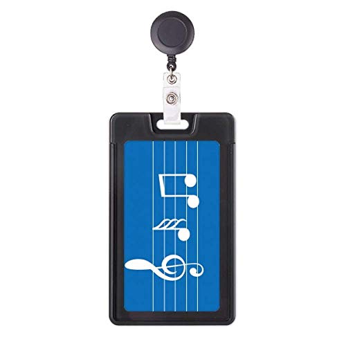 Porte-badge rétractable bleu motif musique enrouleur pour carte accès et badge