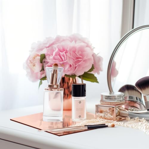 Image of 5 Pcs 8 x8 Inch Rose Acrylic Mirror Sheet, 1 /8 Inch Thick Opaque Glossy Mirror, Plexiglass Mirror Sheets with Protective Film, Rigid Mirror Acrylic Sheets for Sawing, DIY, Laser Cutting and Engraving