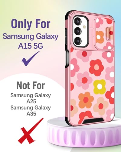 Buleens for Samsung Galaxy A15 5G Phone Case 6.5 Inch - with Ring Stand & Camera Cover Cute Designed Women Girls Girly Pretty Floral Flowers for Samsung Galaxy A15 5G Case Compatible with Magsafe - image 2