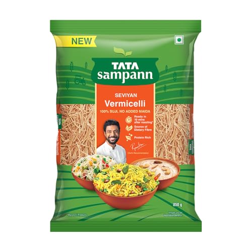 Tata Sampann Unroasted Vermicelli, Protein Rich Seviyan, Made with Suji, No Added Maida, Source of Dietary Fibre, 850g
