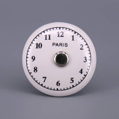 Southst 1x Decorative Round Black and White Clock Cabinet Handle, Bureau Dresser Drawer Pull, Unique Cupboard Knob - (Color: B)