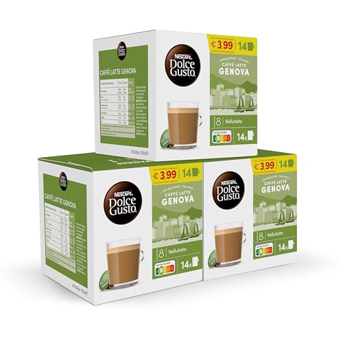 NESCAFÉ Dolce Gusto Café Leche Genova - Cápsulas de Café, 42 Cápsulas (3x14) - Originales para cafeteras de Dolce Gusto