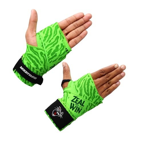 Image of Mexican-Style Boxing Hand Wraps - Breathable Stretch Cotton /Poly, 2 inch Wide with Hook & Loop, CAT Skin Graphic & Zeal to Win Slogan 2.5 Meter