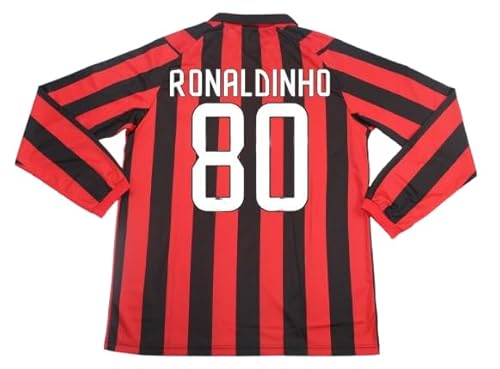 Ronaldinho Retro Long Sleeve Jersey Anniversary 125TH RED&Black Color (S)